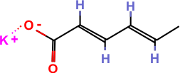 The molecular Structure of Potassium Sorbate. An ingredient used in Minus Bite All Natural Pest Repellents.